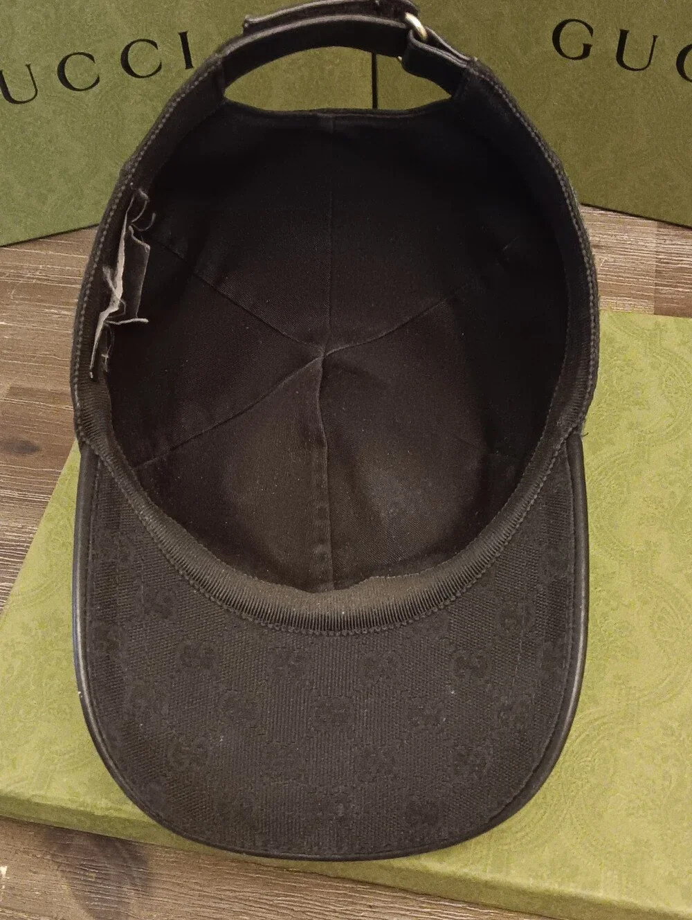 Gucci Black GG Canvas Cap with Signature Green-Red Web